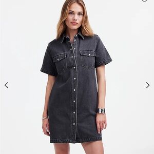 NWT Madewell Denim Shirt Dress - washed black